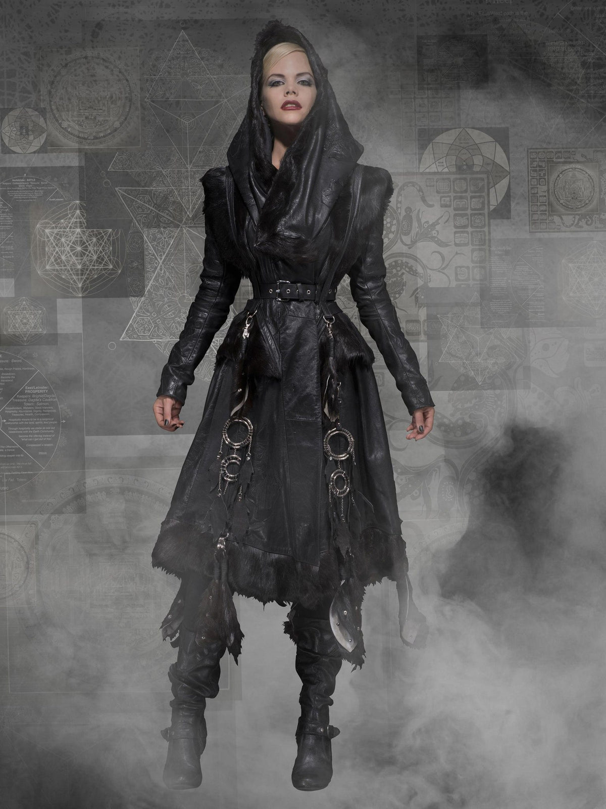 PUNK RAVE Gothic Coat Witch Hunter in black
